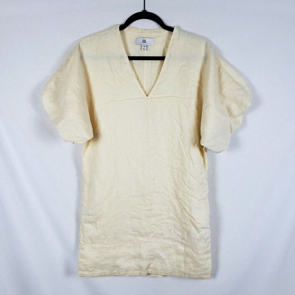 Banana Republic Euro Summer Resort Linen Mini Dress Womens XS Puff Sleeve Livia